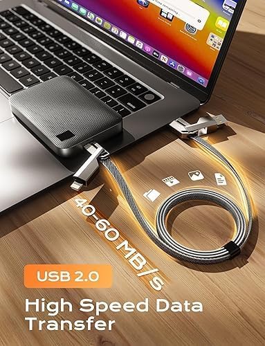 Fast Mobile Charging Cable 4 in 1 USB-A/USB-C To USB-C/Lightening