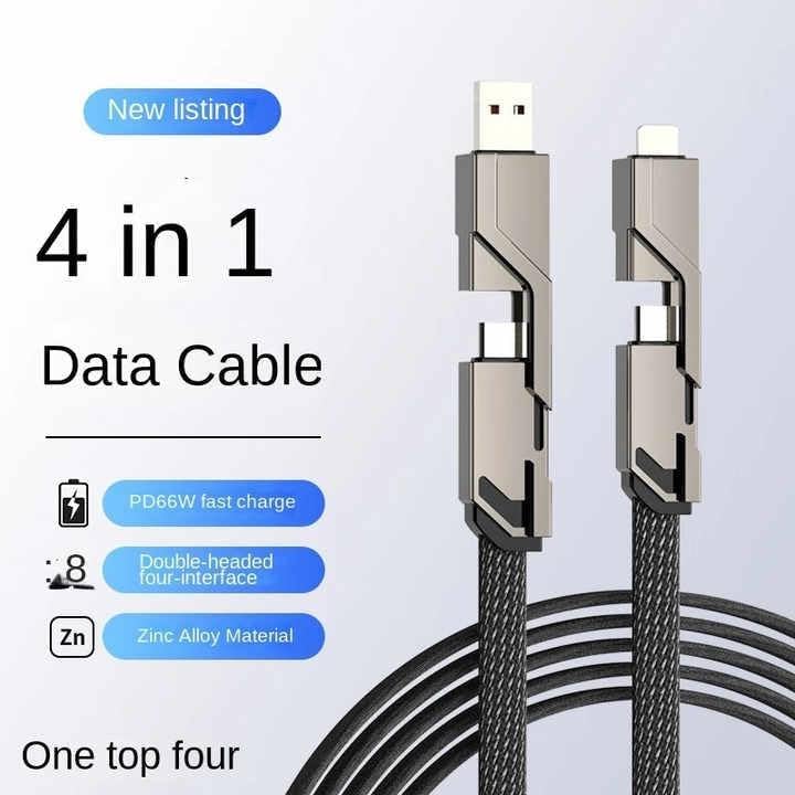 Fast Mobile Charging Cable 4 in 1 USB-A/USB-C To USB-C/Lightening