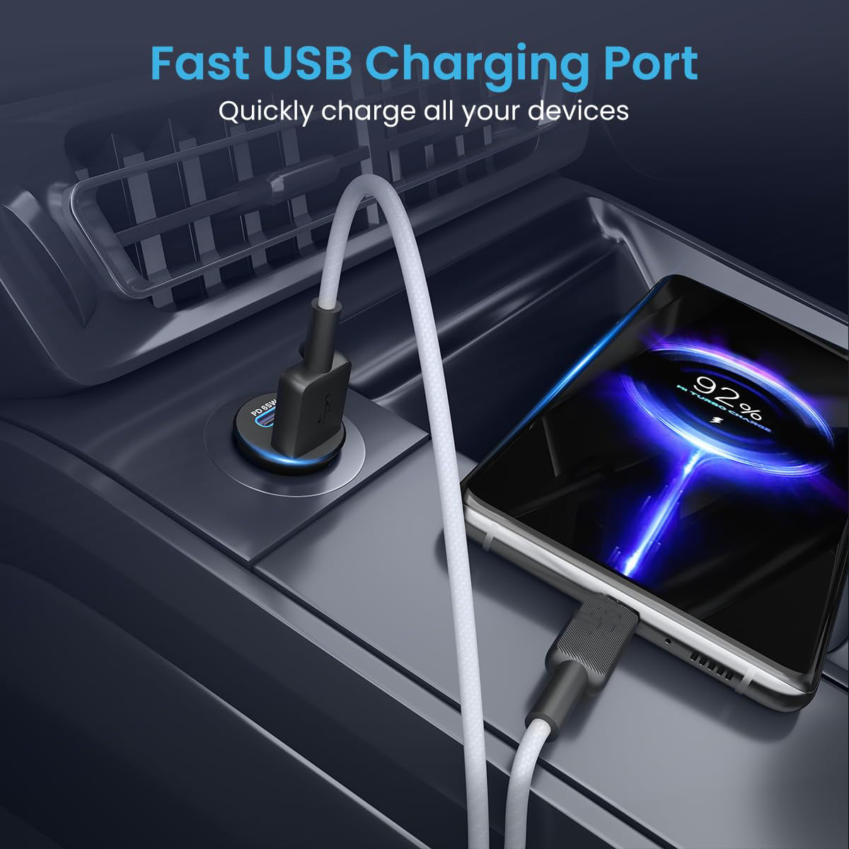 Metal Car Charger Pot | USB C Car Charger Super Fast Charging