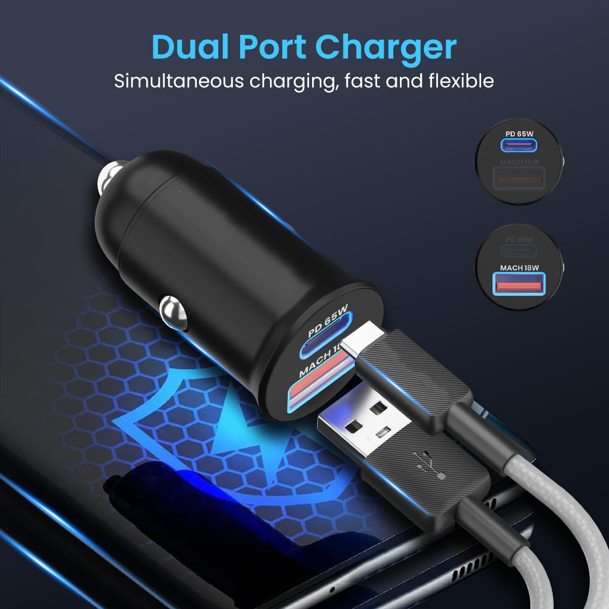 Metal Car Charger Pot | USB C Car Charger Super Fast Charging