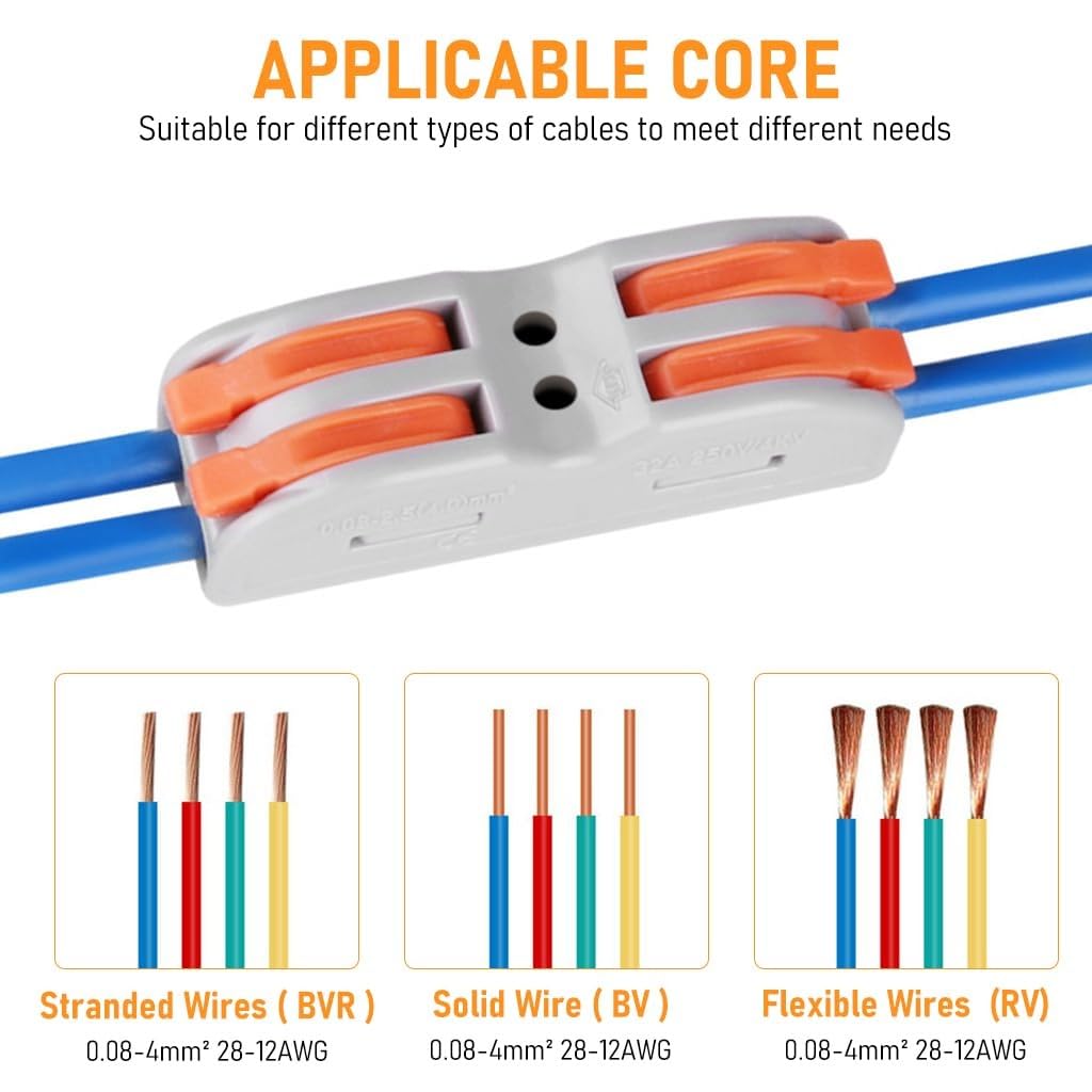 Wire Cable Connector - 2 Circuit Inline Splices Cable Connector With Control Lever