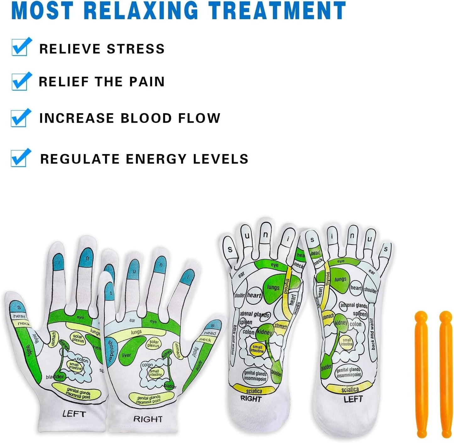 Acupressure Reflexology Socks and Gloves Tool Set