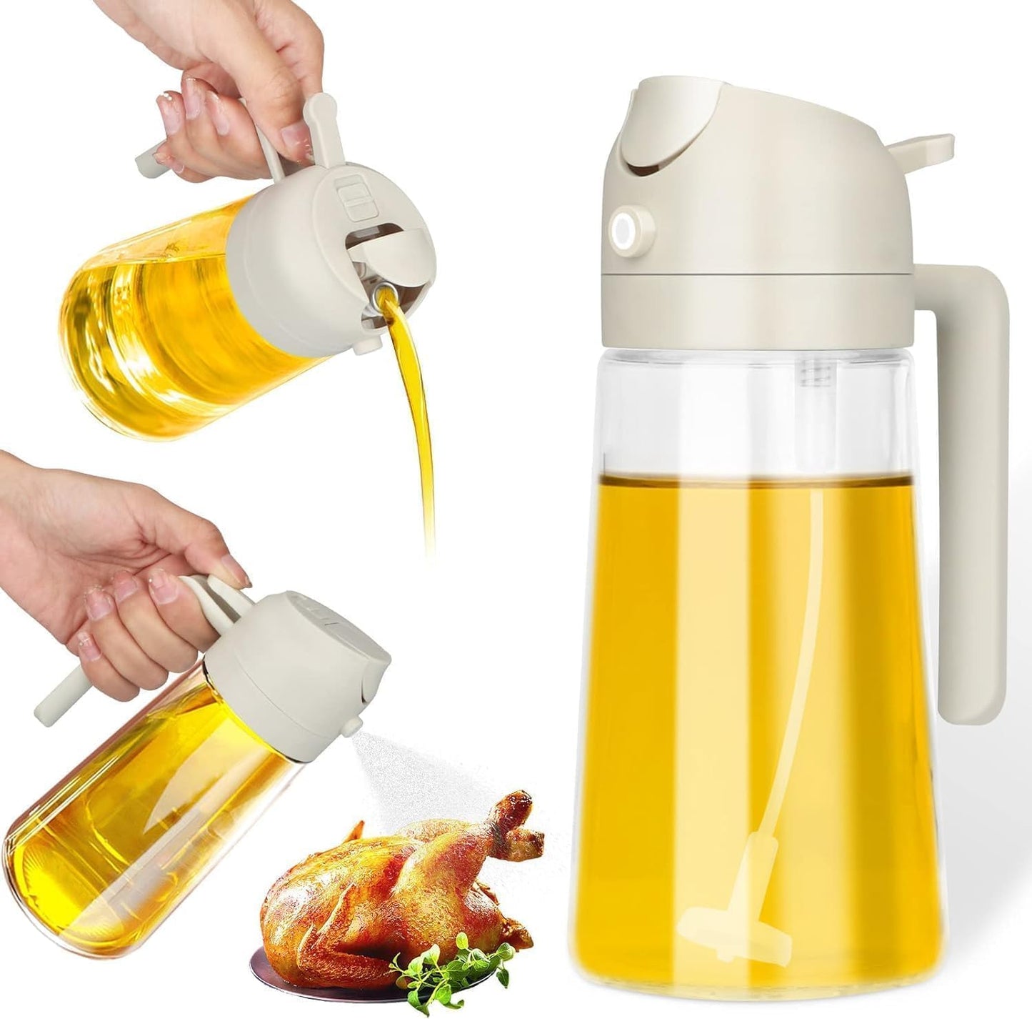 2-in-1 Oil Dispenser and Sprayer, 500ml Oil Vinegar Sprayer