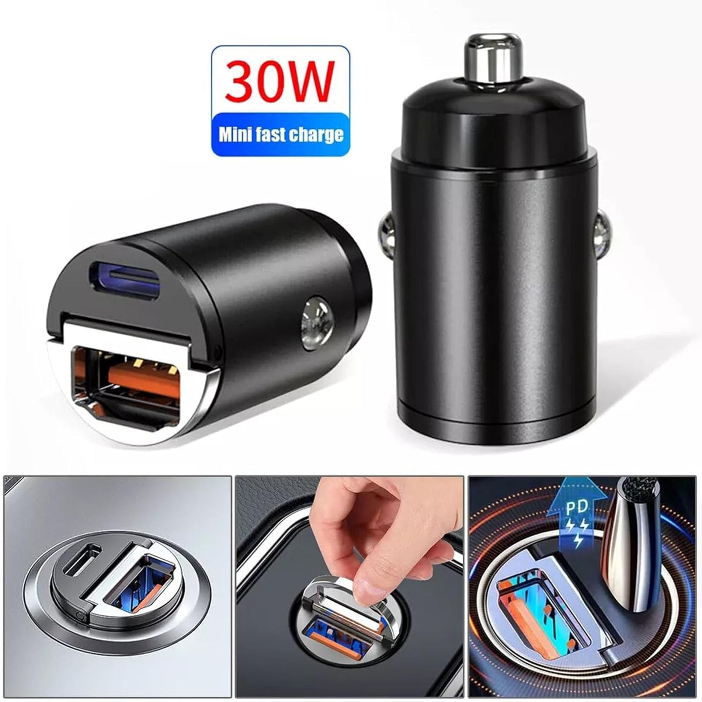 Metal Car Charger Pot | USB C Car Charger Super Fast Charging