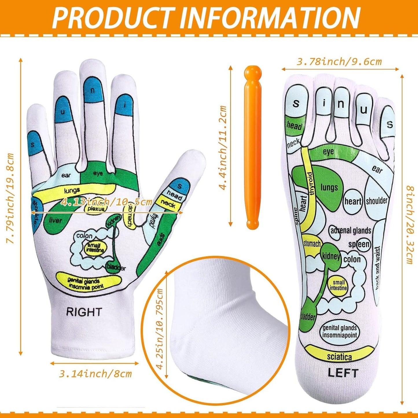 Acupressure Reflexology Socks and Gloves Tool Set