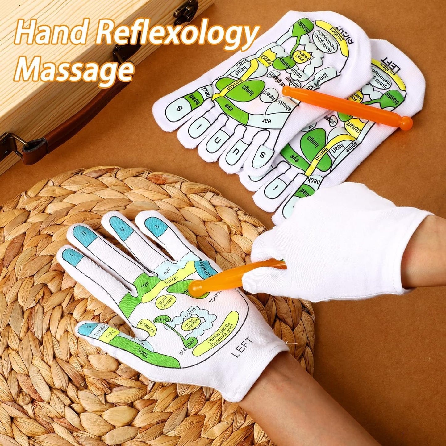 Acupressure Reflexology Socks and Gloves Tool Set