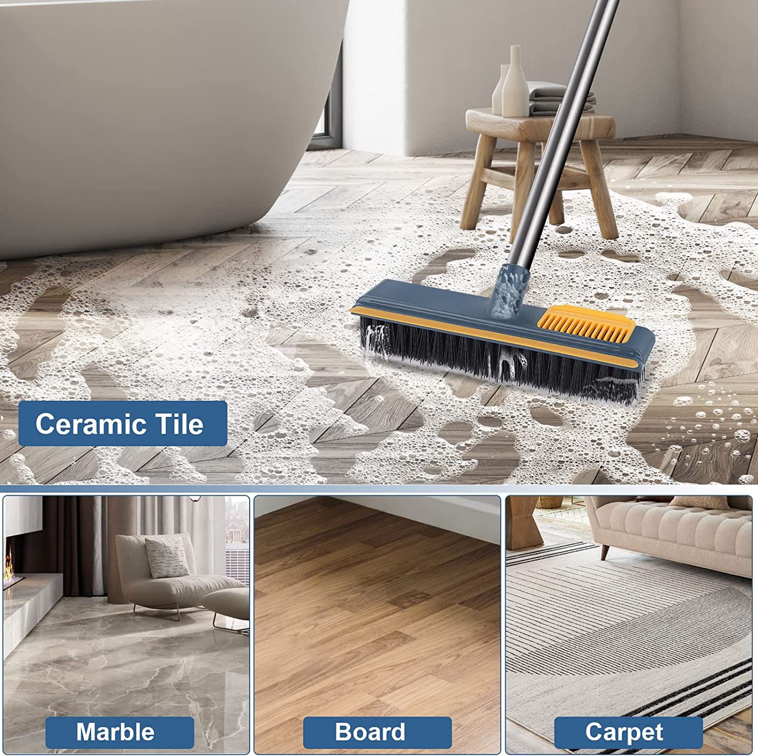  Floor Brush Scrubber with Long Handle V Shape 51.2